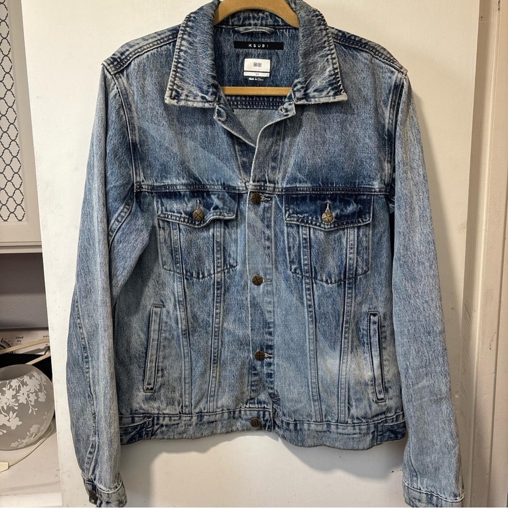 Ksubi Classic Denim Trucker Jacket Retrograde Jeans Cross Stitch Men’s XL Unisex